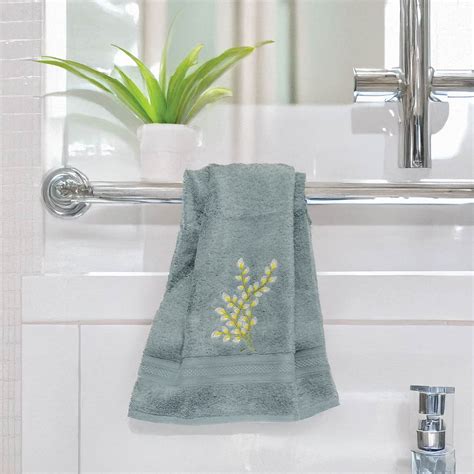 Bamboo Hand Towel - Floral Cascade - Cadet Blue – Mrijaa