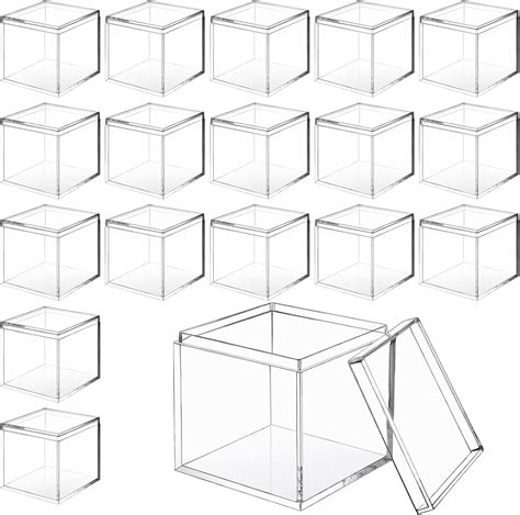 Buy 18 Pack Acrylic Boxes Clear Acrylic Cube Small Square Storage Box ...