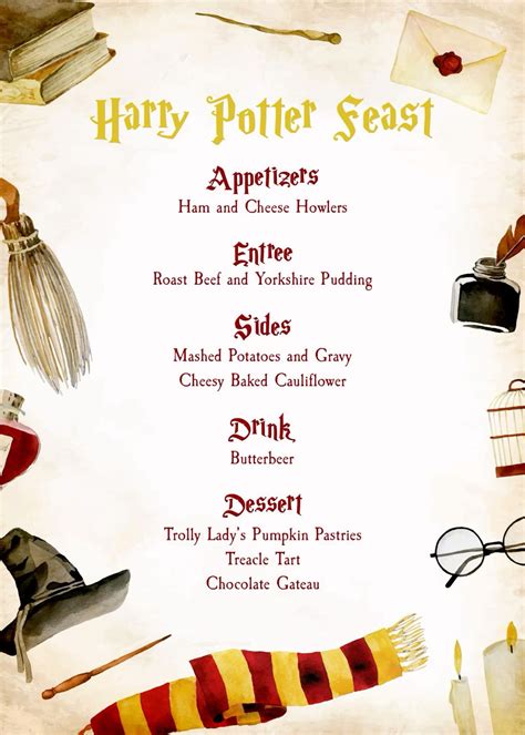 Harry potter feast christmas themed dinner menu – Artofit