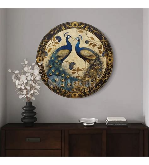 Buy Round Duet Peacock Canvas Giclee Print Round Canvas Wall Art Online ...