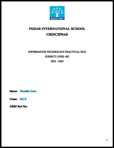 IT-402 Class 10 Practical File - Information Technology in a Global ...