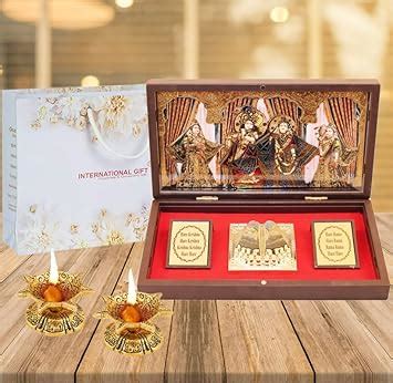 Buy INTERNATIONAL GIFT 24 Karat Gold Coated Radha Krishna God Idol with ...