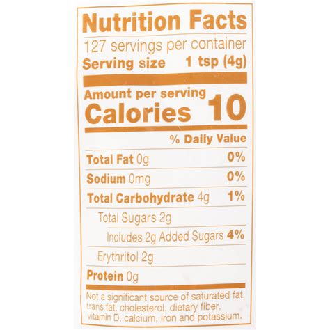 Truvia Brown Sugar Nutrition Label | Besto Blog