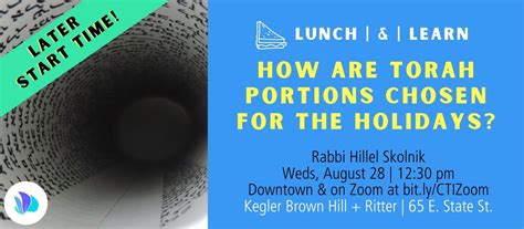 [Lunch & Learn] How are Torah portions chosen for the holidays?, 65 E ...