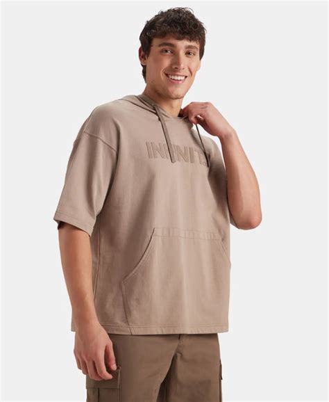 Buy Super Combed Cotton French Terry Oversized Hoodie T-Shirt - Taupe ...