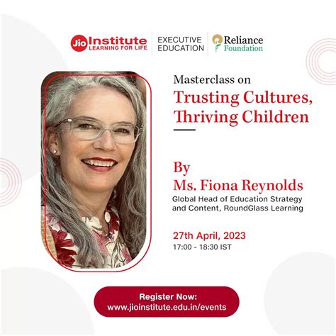 Masterclass on Trusting Cultures, Thriving Children - Jio Institute