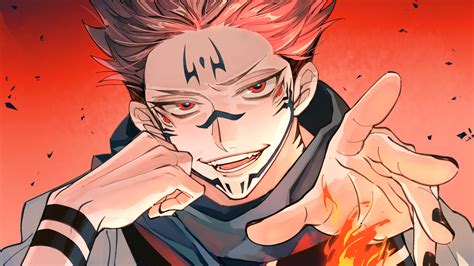 face, red eyes, anime, anime boys, Jujutsu Kaisen, Yuji Itadori, Sakuna ...