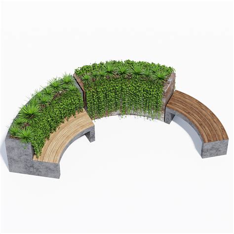 Curved planter bench one 3D Model $15 - .max .fbx .obj - Free3D