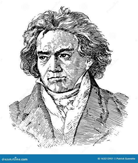 Ludwig Van Beethoven, Vintage Illustration Stock Vector - Illustration ...
