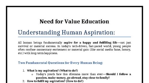 UHV 1 - Understanding Value Education and Human Aspirations - Studocu