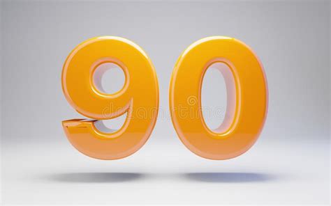 Number 90. 3D Orange Glossy Number Isolated On White Background Stock ...
