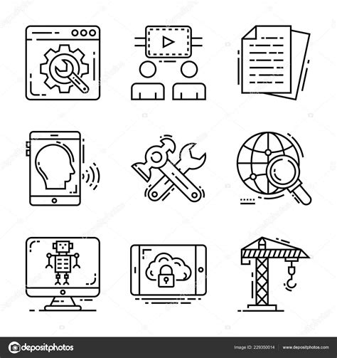 Technical Support Tools Icons Pack Stock Vector by ©prosymbols 229350014
