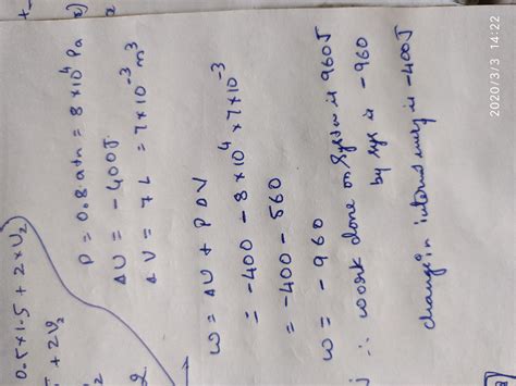 A gas is compressed at a constant pressure of 0.8atm from 9.00L to 2.0 ...
