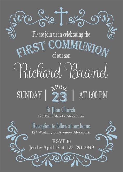 First Communion Invitation. First Holy Communion. Printable - Etsy