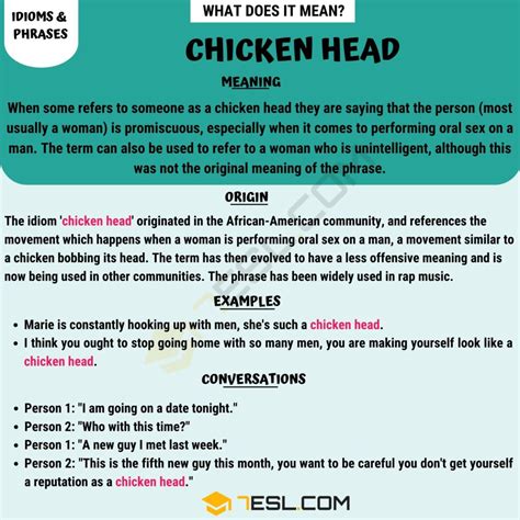 "Chicken Head" Meaning, Origin and Examples • 7ESL