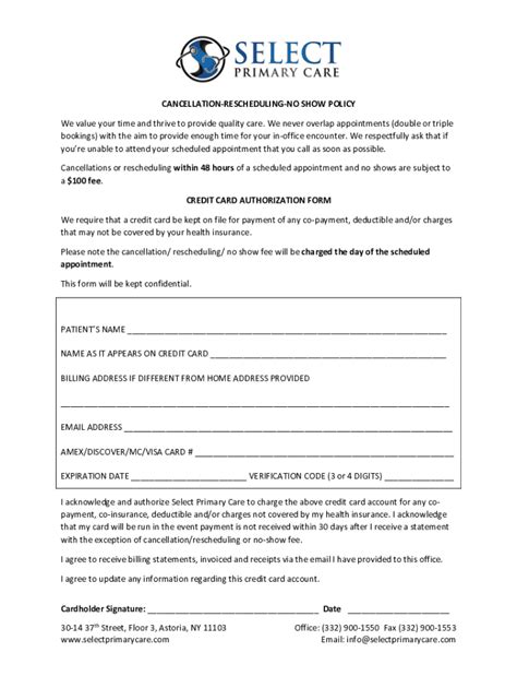 Fillable Online Thrive Pediatrics No-Show Policy Form Fax Email Print ...