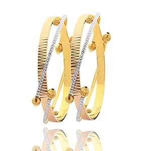 Buy Tiaraa 22k Gold Plated Bangles with Rose Pink Color Bangle with ...