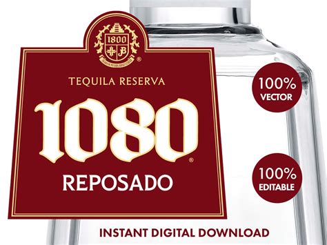 1800 Reposado Tequila Label for Customization. Printable and - Etsy
