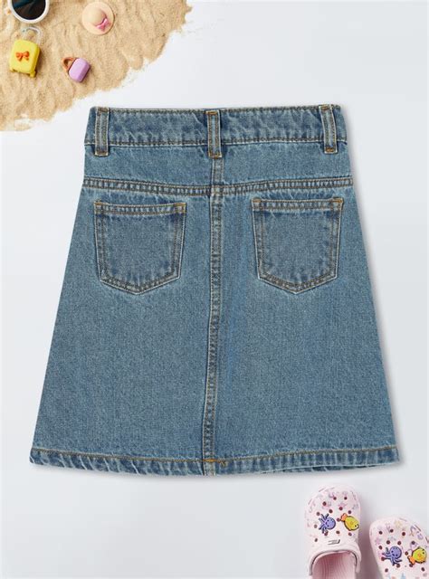 Buy Girls Washed Denim Skirt Online at just Rs. 499.0 - 1000014393439 ...