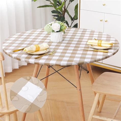 Amazon.com: smiry Round Table Cloth Cover, Elastic Waterproof Fitted ...