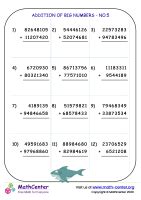 Addition of big numbers - no.5 | Worksheets | Math Center