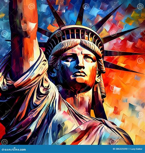 American Statue of Liberty Painting Stock Illustration - Illustration of american, thanksgiving ...