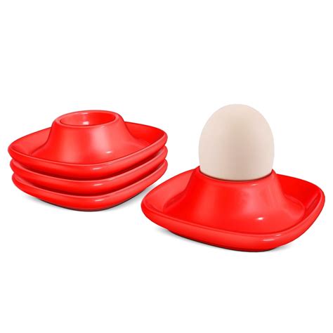 Ceramic Egg Cups Set of 4 Pack, Porcelain Hard Soft Boiled Egg Holder ...