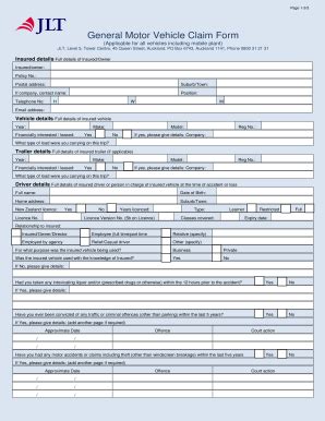 NZ General Motor Vehicle Claim Form - Fill and Sign Printable Template ...