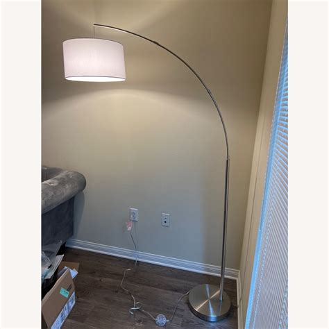 Silver Arched Floor Lamp White Shade - AptDeco