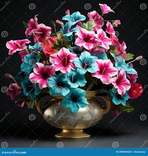 Teal and Pink 3d Flower Vase: Realistic Chiaroscuro Digital Art Model ...