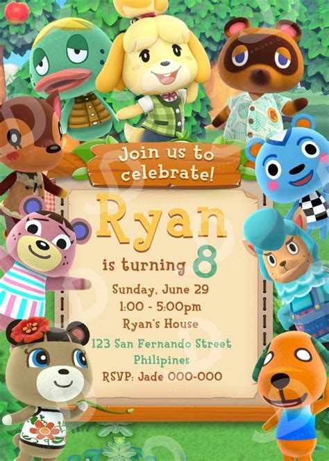 Animal Crossing Birthday Invitation, Animal Crossing New Horizons DIY ...