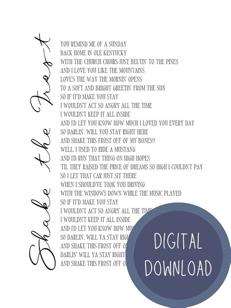 Digital Download PNG, Shake the Frost, Mountains Art, Lyrics - Etsy