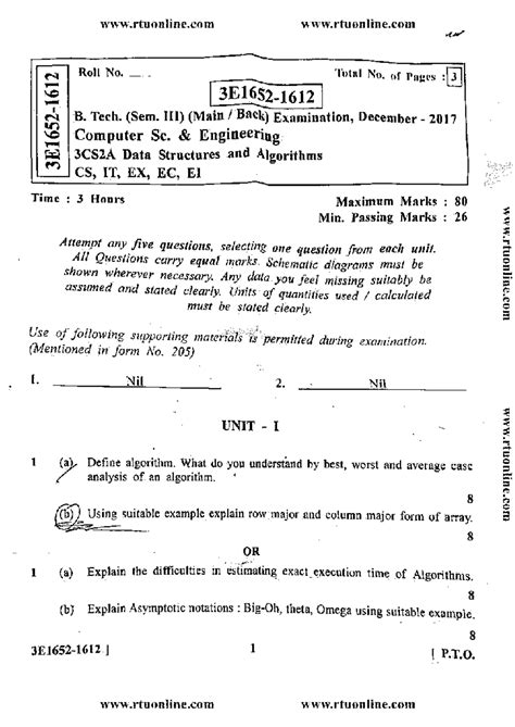 2017 DSA Paper - Data Structures & Algorithms - Studocu