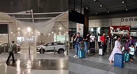 Newly built membrane shade at T1 damaged, flight operations hit