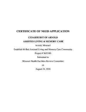Certificate Of Need Application Cedarhurst Of Arnold Assisted Living ...