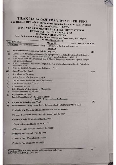 Professional Ethics Q&A Paper for Exam Preparation - Studocu