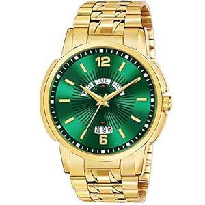 Buy CLOUDWOOD Analog Green Dial Day and Date Function Golden Stainless ...