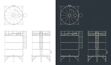 Storage tank blueprints | Premium Vector
