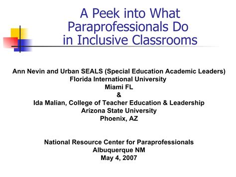 A Peek into What Paraprofessionals Do in Inclusive Classrooms | PPT