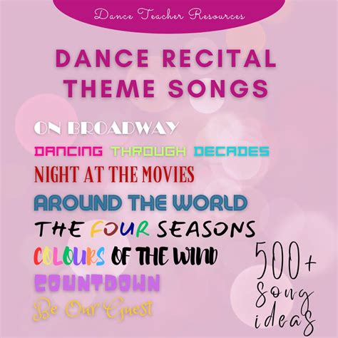 Dance Recital Themes & Song List: Studio Guide (digital Download) - Etsy