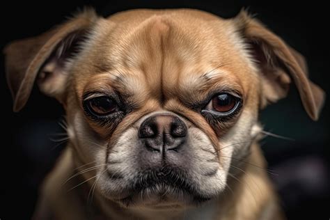 Portrait of a purebred dog, a French Bulldog. Funny dog disgusted face ...