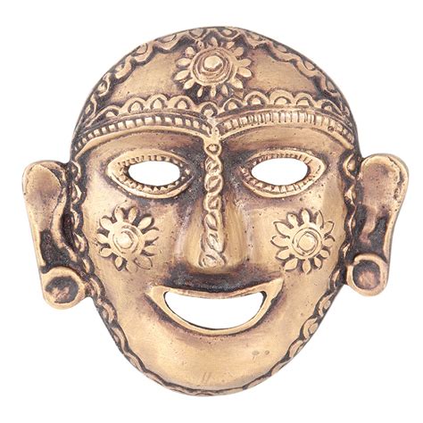 Brass Tribal Wall Hanging Mask Laughing Face Naga Art Lady Head