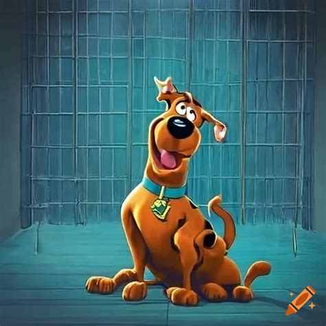 Scooby-doo trapped in a jail cell on Craiyon