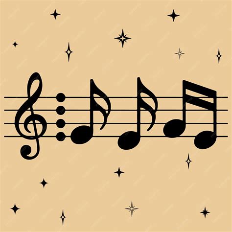 Musical notes on staff with treble clef | Premium Vector