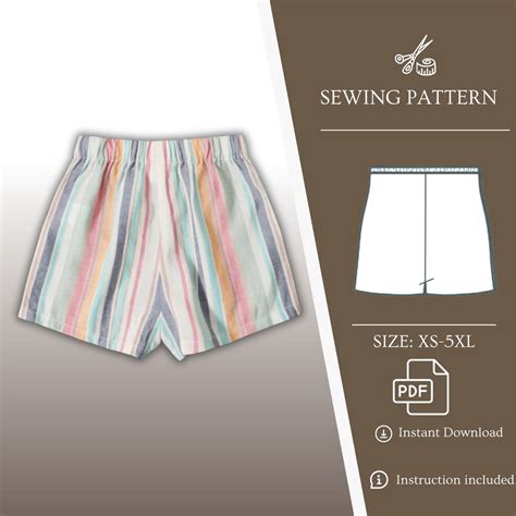 Elastic Waist Shorts Sewing Pattern XS-5XL Instant Download Easy ...