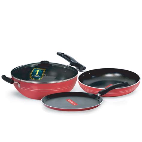 Blueberry's Nonstick Combo Set Kadai 24cm, Fry pan 24cm, Tawa Pan 25cm