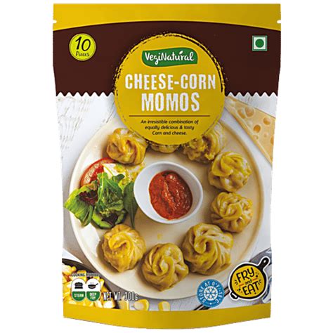 Buy VEGINATURAL Cheese Corn Momos - Ready To Steam/Fry, Flavourful ...
