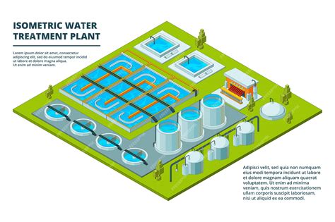 Water cleaning factory. sewage treatment purification industry watering ...