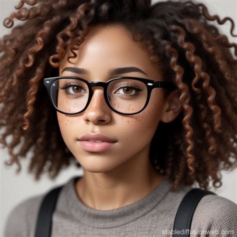 Stunning Light-Skinned Woman with Curly Brown Hair and Freckles ...