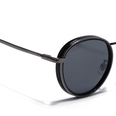 Captain | Black and Silver Polarized Round Sunglasses - PMG3982